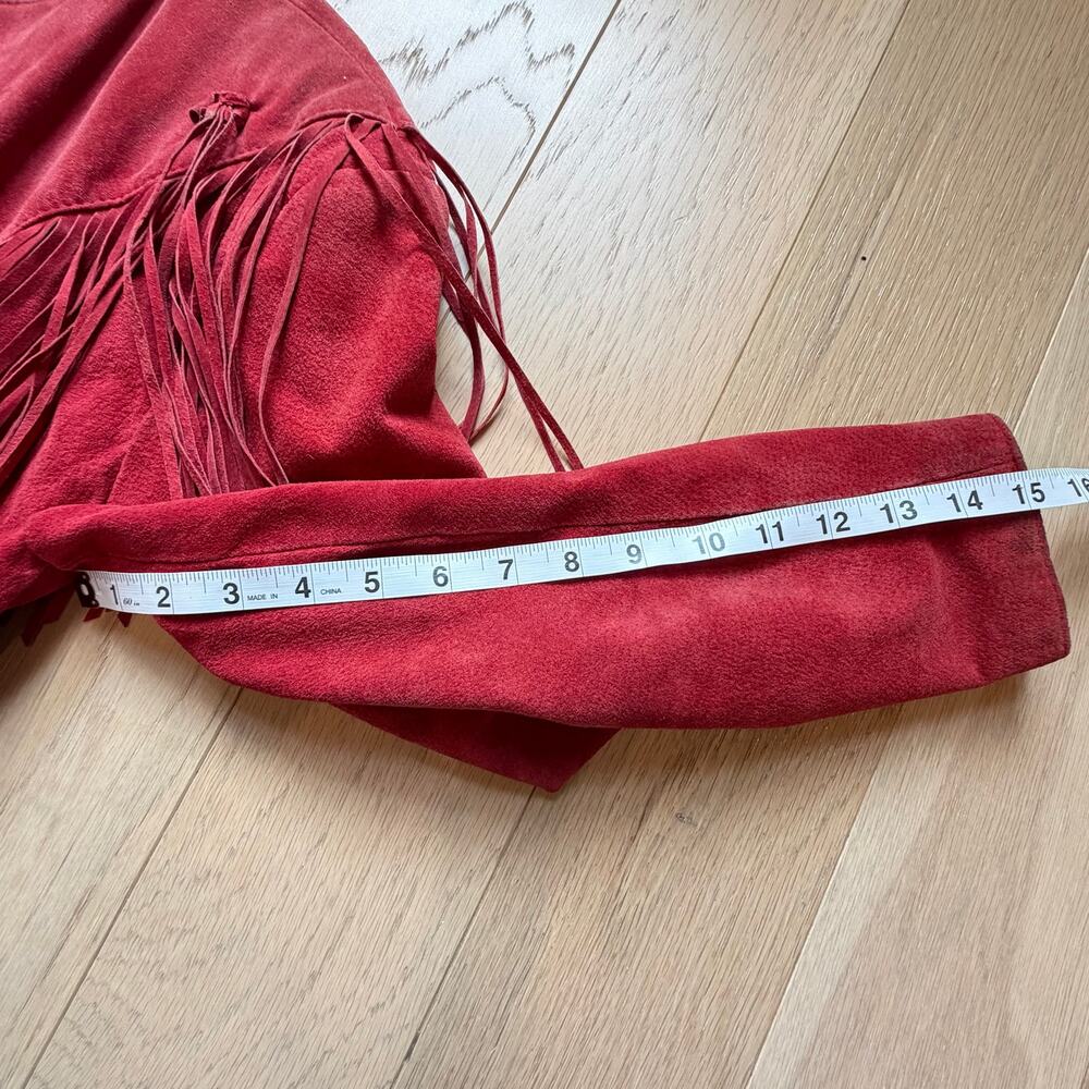 Vintage Scully Red Suede Leather Fringe Jacket Western Concho Women’s - Picture 7 of 12